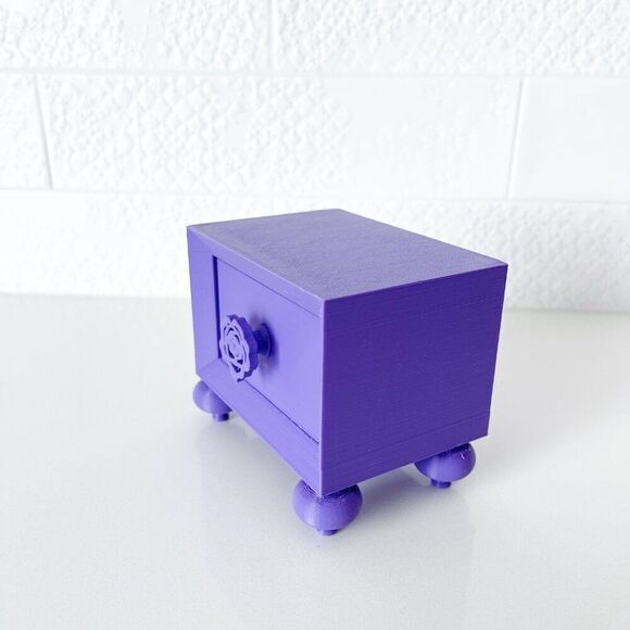 Miniature Barbie Nightstands (Set of 2) Purple 3D Printed Dollhouse Furniture - Picture 4 of 6